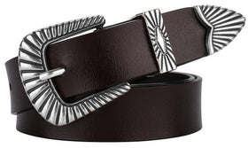 ALAIX women's leather belt in black with classic buckle for versatile everyday wear