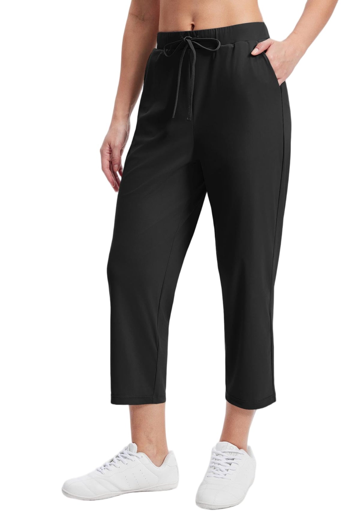 Alaroo Rexley pants front view in black for versatile daily wear.