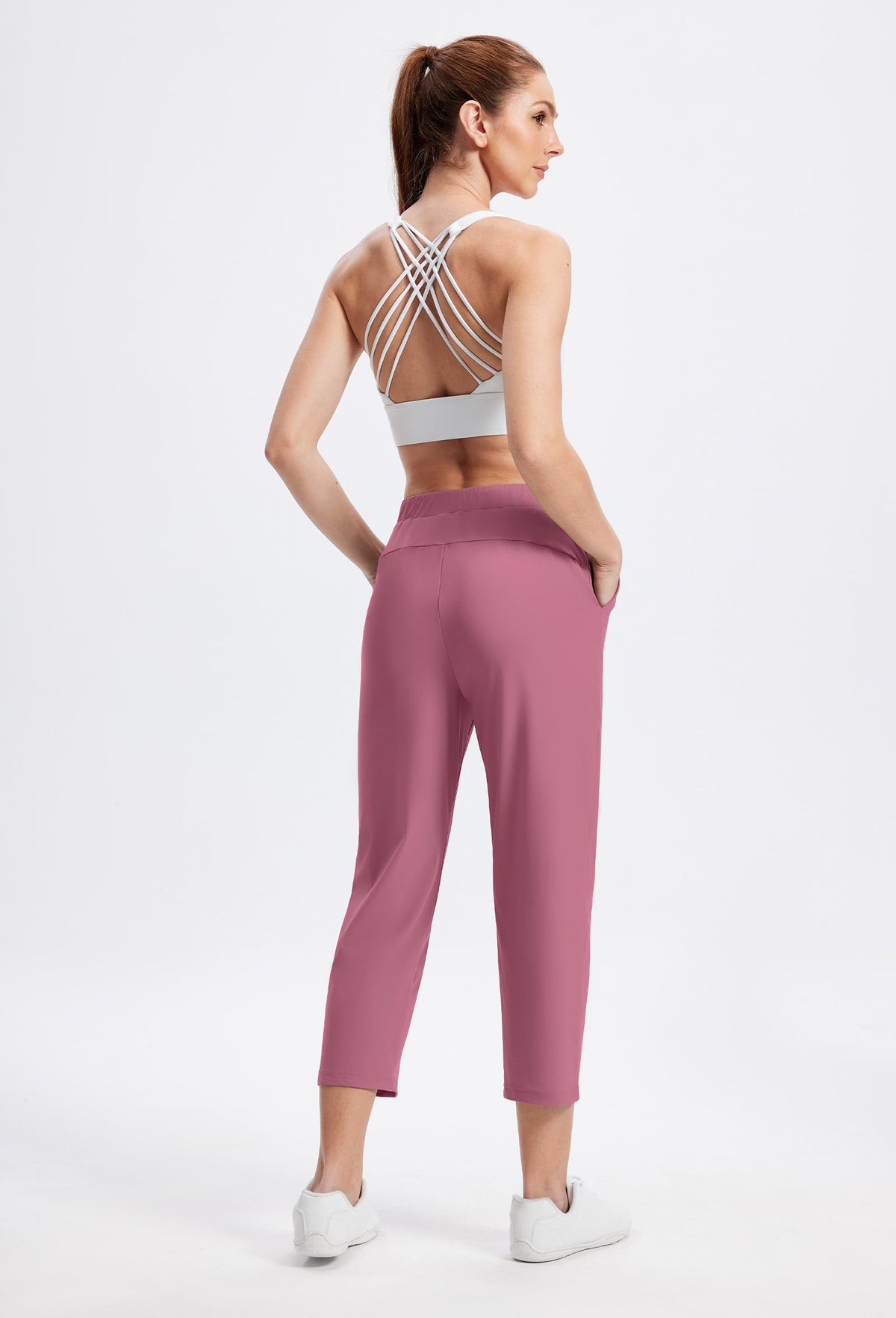 Alaroo Rexley pants showcase flattering 7/8 length suitable with heels, loafers, or sneakers.