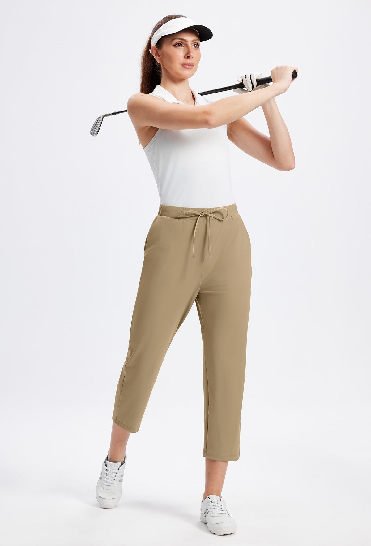 Alaroo Rexley beige pants styled for work to travel outfits