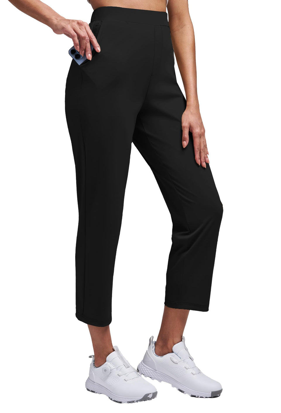 Alaroo women's golf pants front view with 7-8 ankle cut for versatile everyday wear