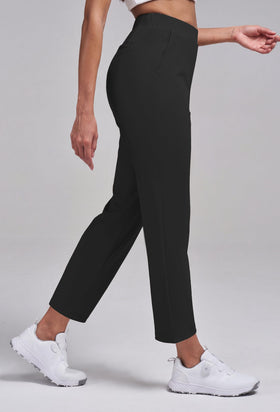 Alaroo women's golf pants pocket detail showing practical storage for travel and workouts