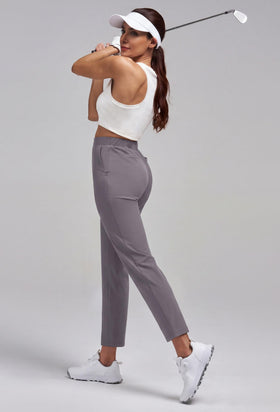 Alaroo women's golf pants pocket detail, secure storage for essentials