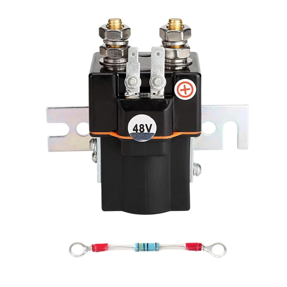 Alfametrix 48V solenoid front view with integrated resistor for reliable operation.
