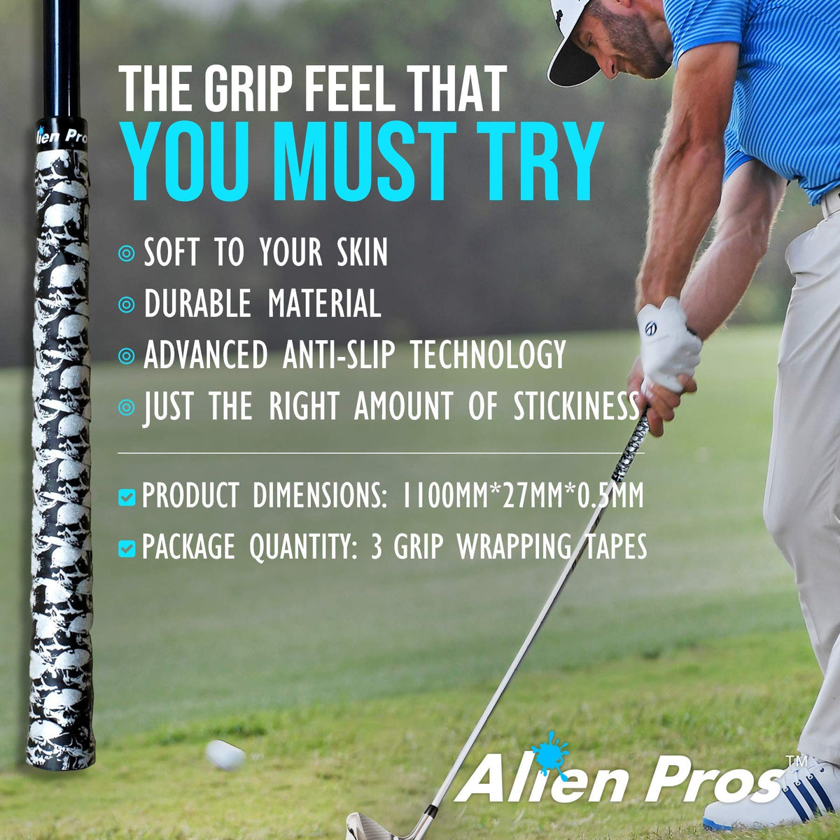 Alien Pros grip tape anti-slip performance supports confident swings outdoors