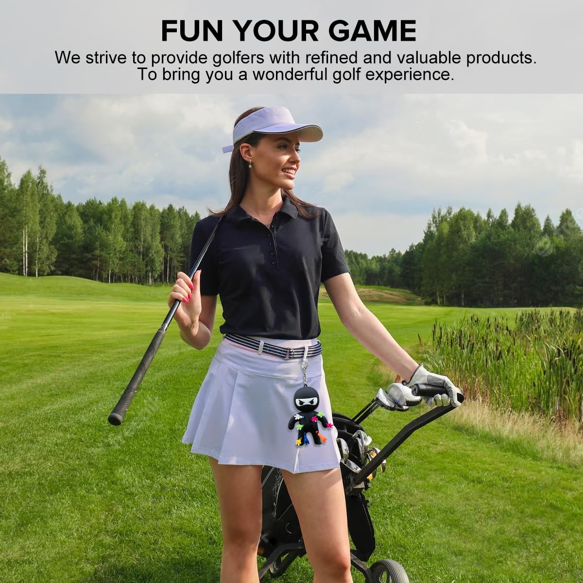 Aliennana golf bag clip style holder stays secure during play.
