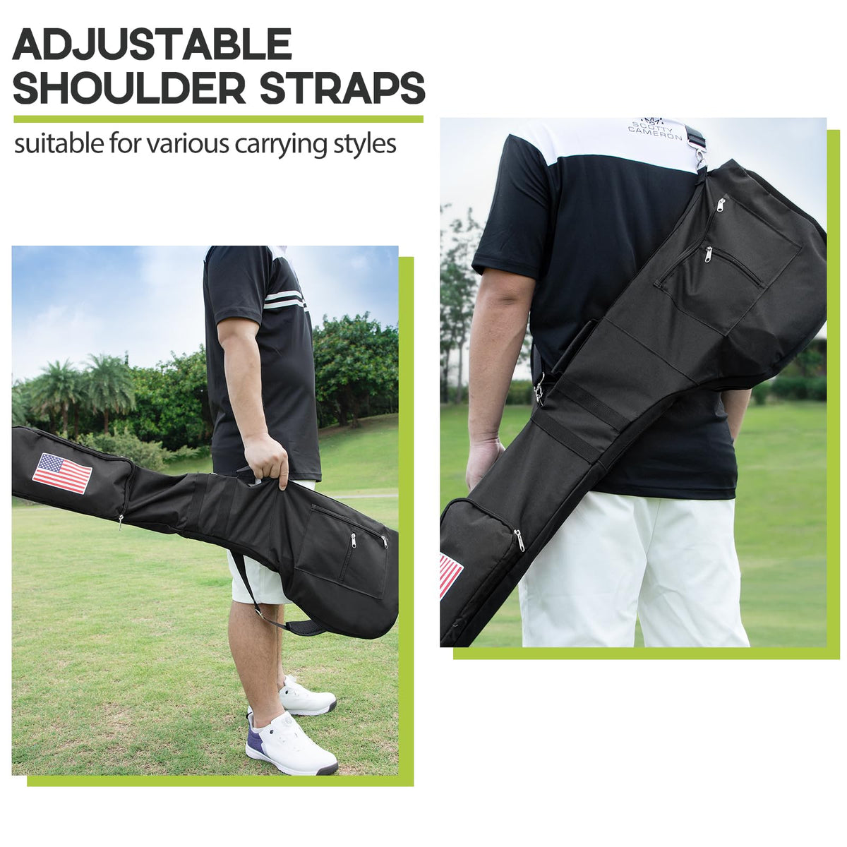 Aliennana golf bag padded shoulder straps for comfortable carrying.