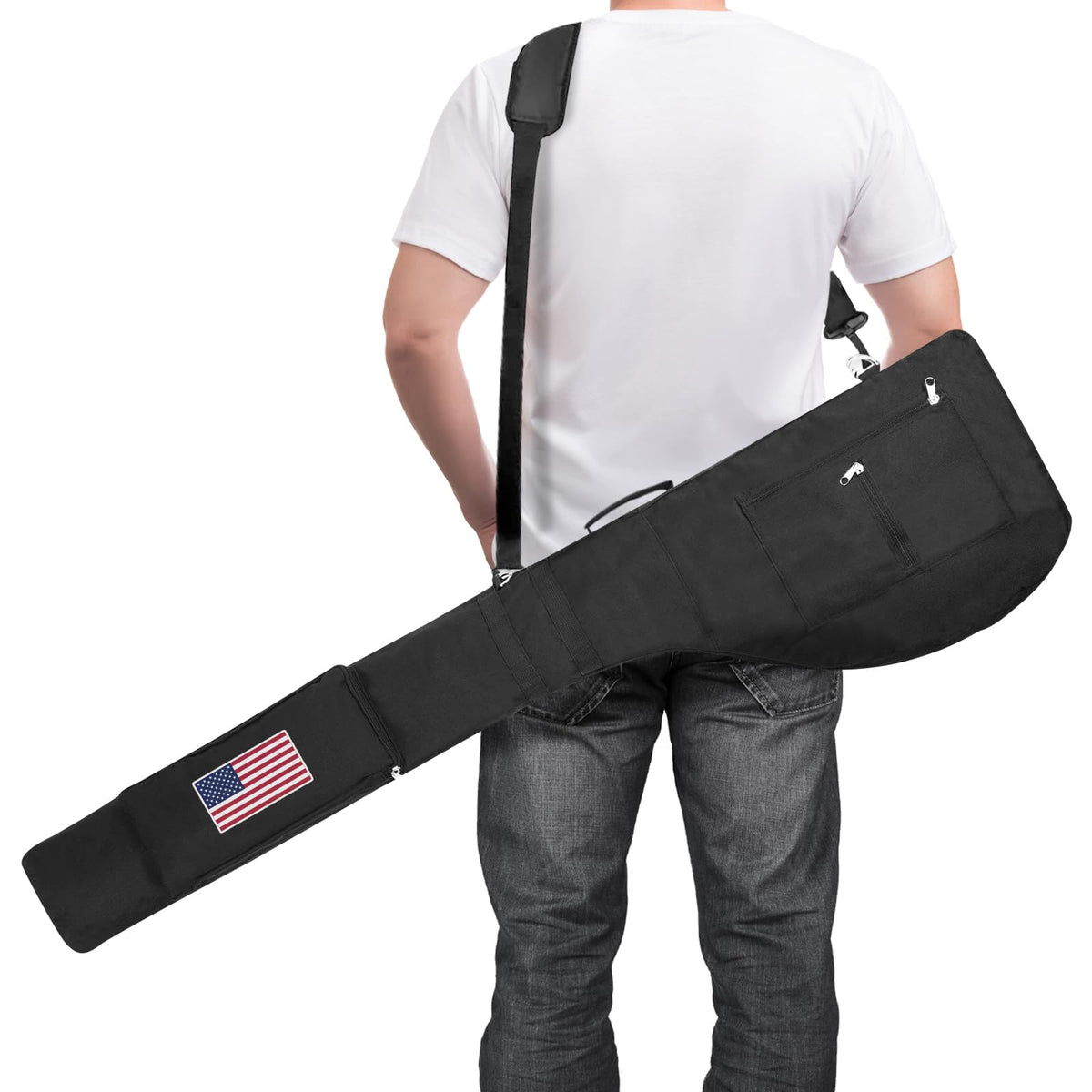 Aliennana golf bag with USA flag pattern for durable on-course carry.