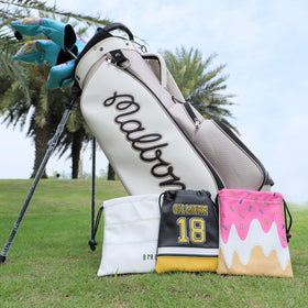 Aliennana Golf Valuables Pouch attached to bag or belt keeps items easily accessible.