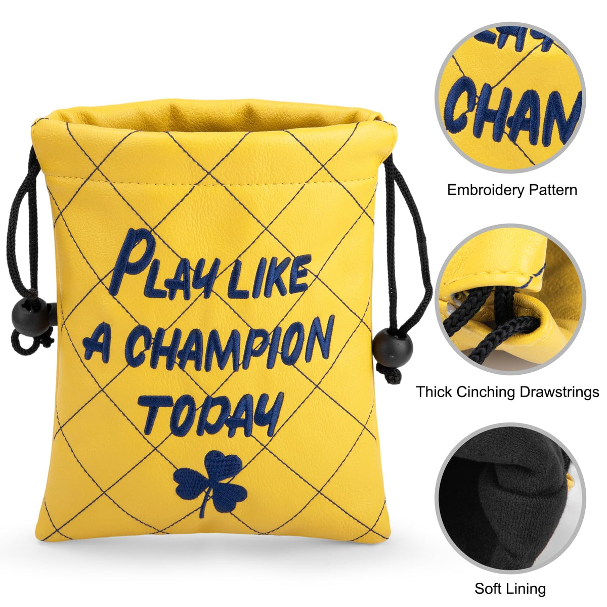 Aliennana Clover embroidery adds a playful touch while staying practical on the course.