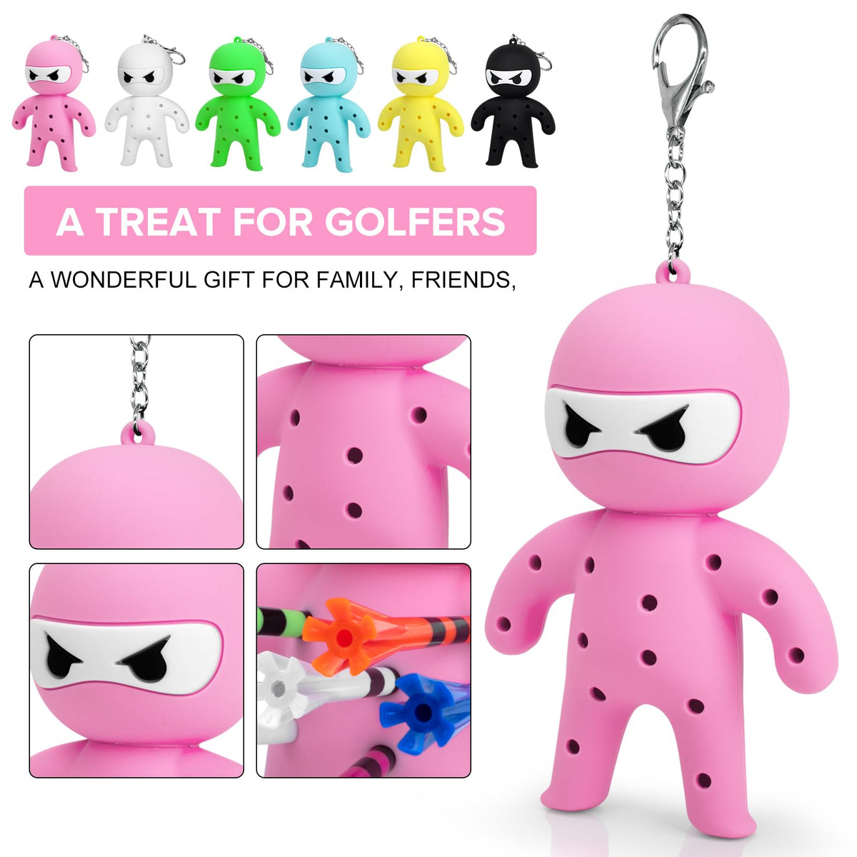 Aliennana Ninja Tee Holder on bag keeps tees within reach on the course.