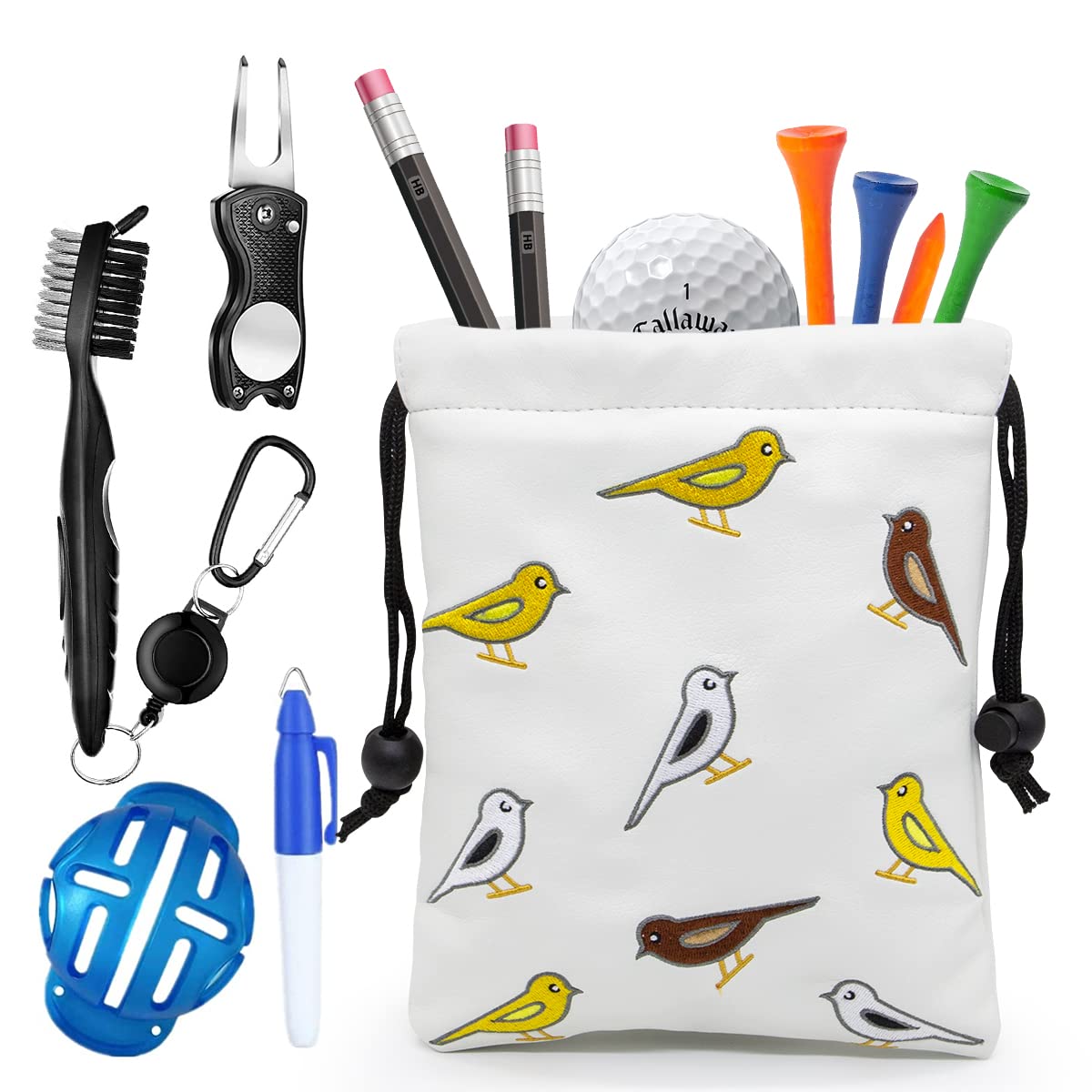 Aliennana premium PU leather golf pouch with soft lining to protect contents.