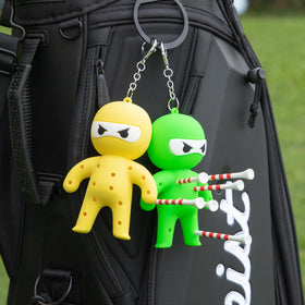 Aliennana tee holder keychain clipped to bag for quick tee access