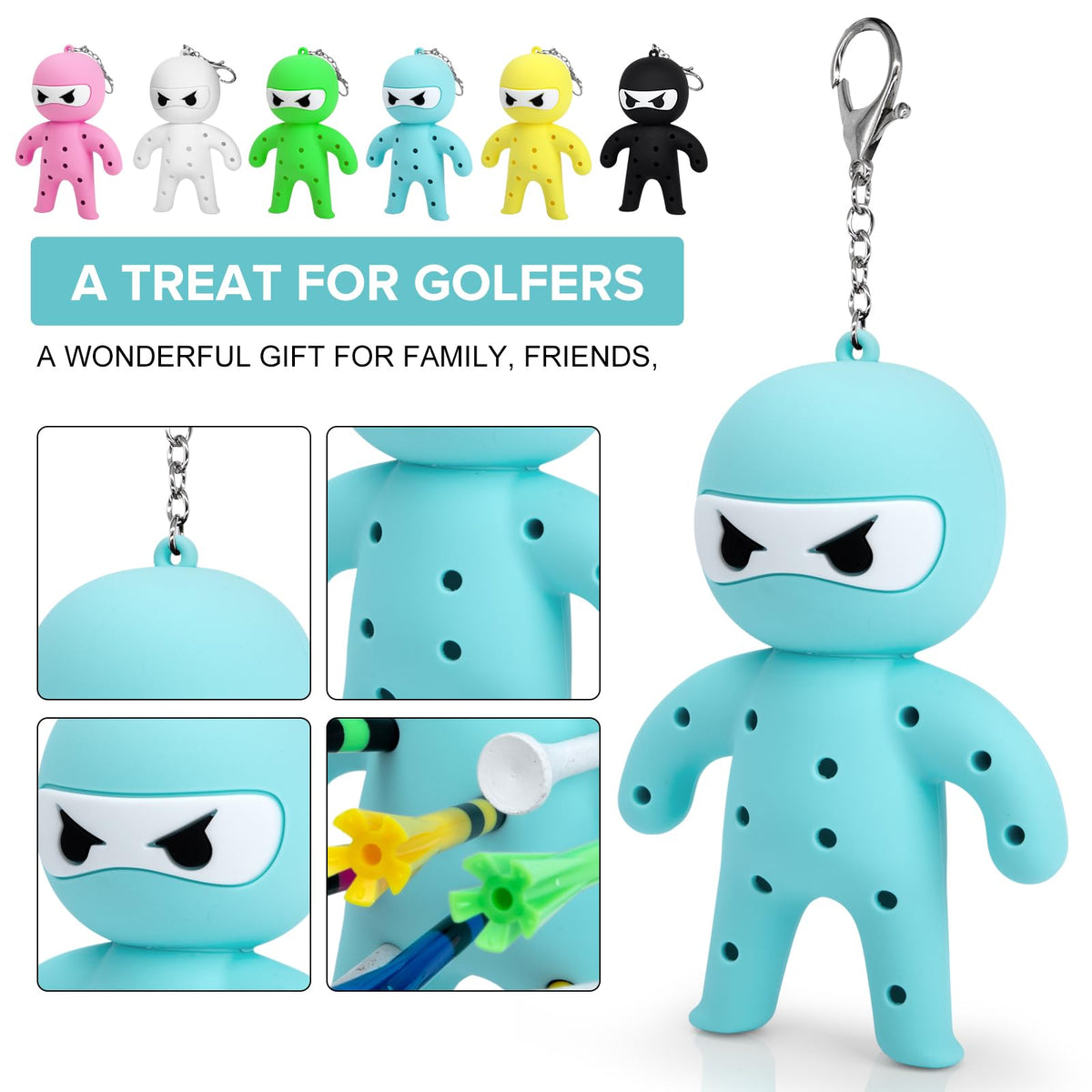 Aliennana ninja-golf-tees-holder-blue-on-bag image emphasizes quick-tees access during play.