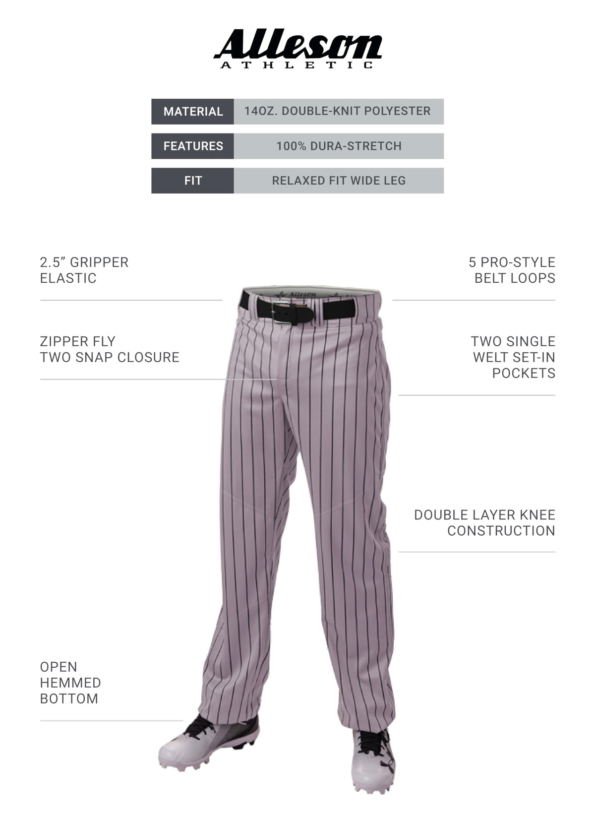 Alleson Athletic Badger 655WPN back view highlighting vented mesh knee for breathability