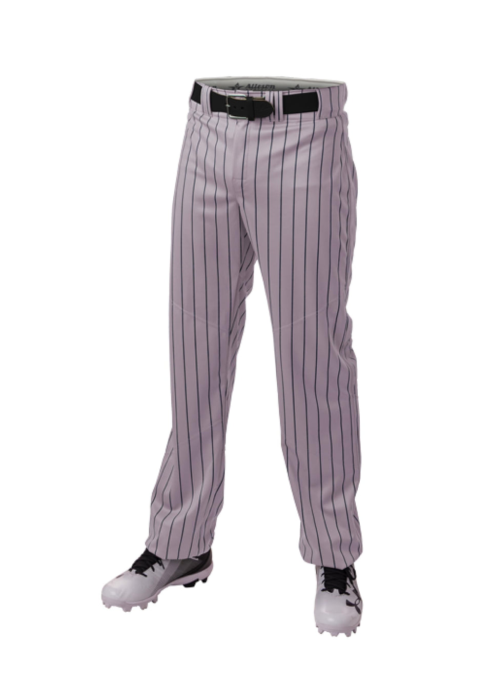 Alleson Athletic Crush Pinstripe Pant front view with relaxed fit for training.