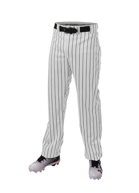 Alleson Athletic Crush Pinstripe Pant front view, relaxed fit for versatile game-day comfort.
