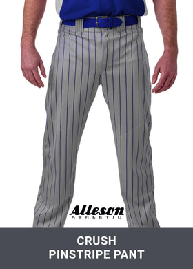 Alleson Crush Pinstripe Pant knee detail, double-layer protection during slides.
