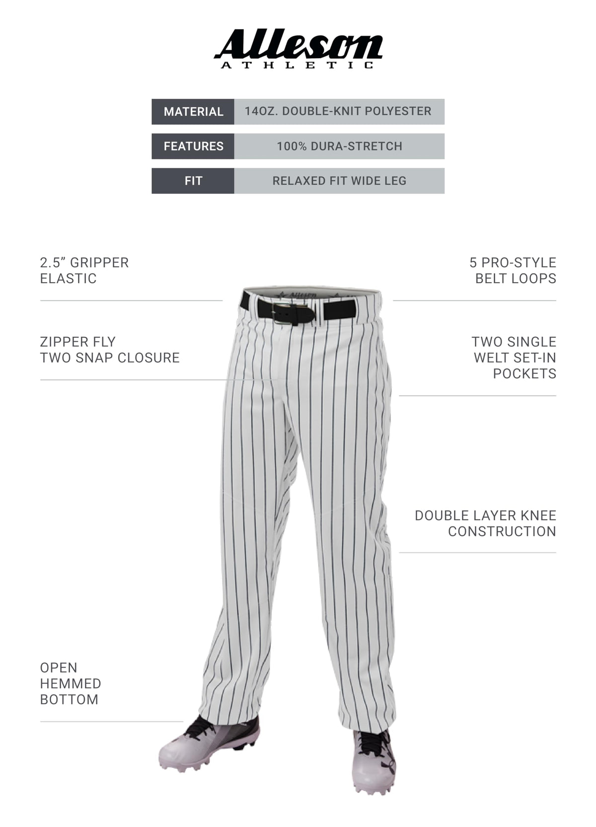 Alleson Badger 655WPN Crush Pinstripe Pant back view showing sleek silhouette