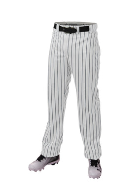 Alleson Badger 655WPN Crush Pinstripe Pant front view showing relaxed fit and durable fabric