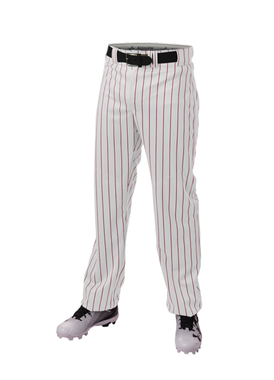 Alleson Ahtletic Badger Sports 655WPN crush pinstripe pant front view highlights breathable fabric and fit.