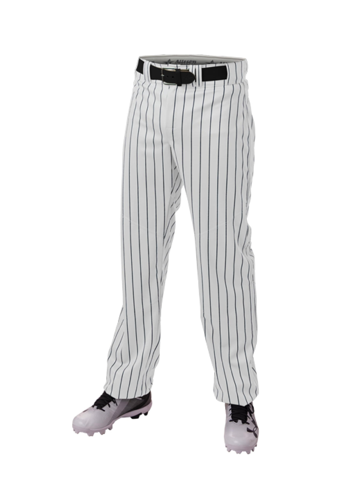 Alleson Athletic Crush Pinstripe Pant front view with relaxed fit for movement