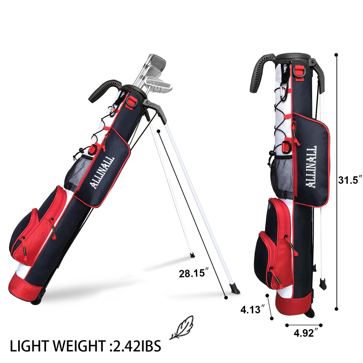 ALLINALL Sunday Golf Stand Bag padded strap for comfortable carry during practice