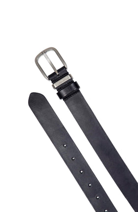 AllSaints buckle detail reveals sturdy hardware and metal keeper.