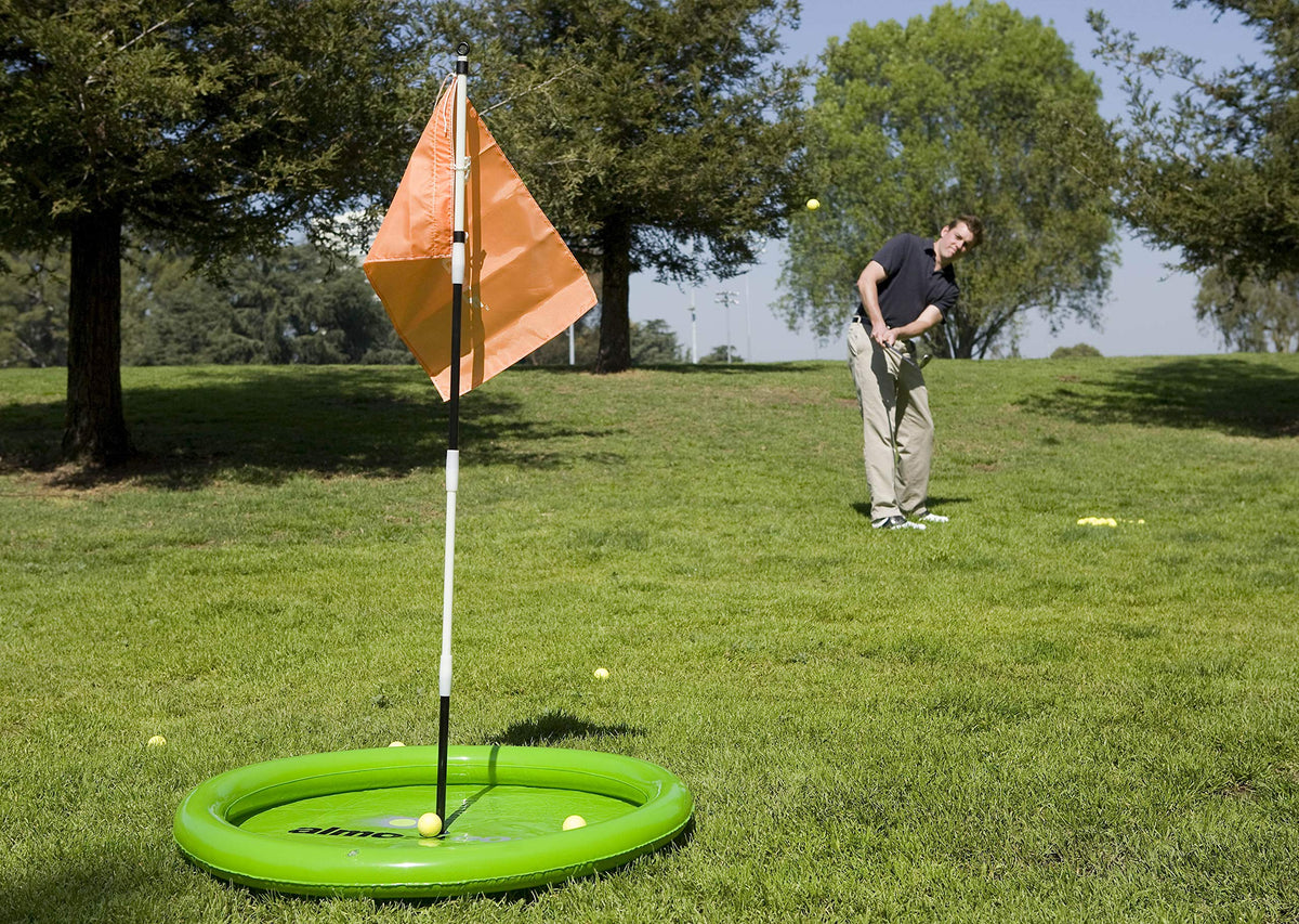 ALMOSTGOLF Point3 white foam ball visible for drills and feedback