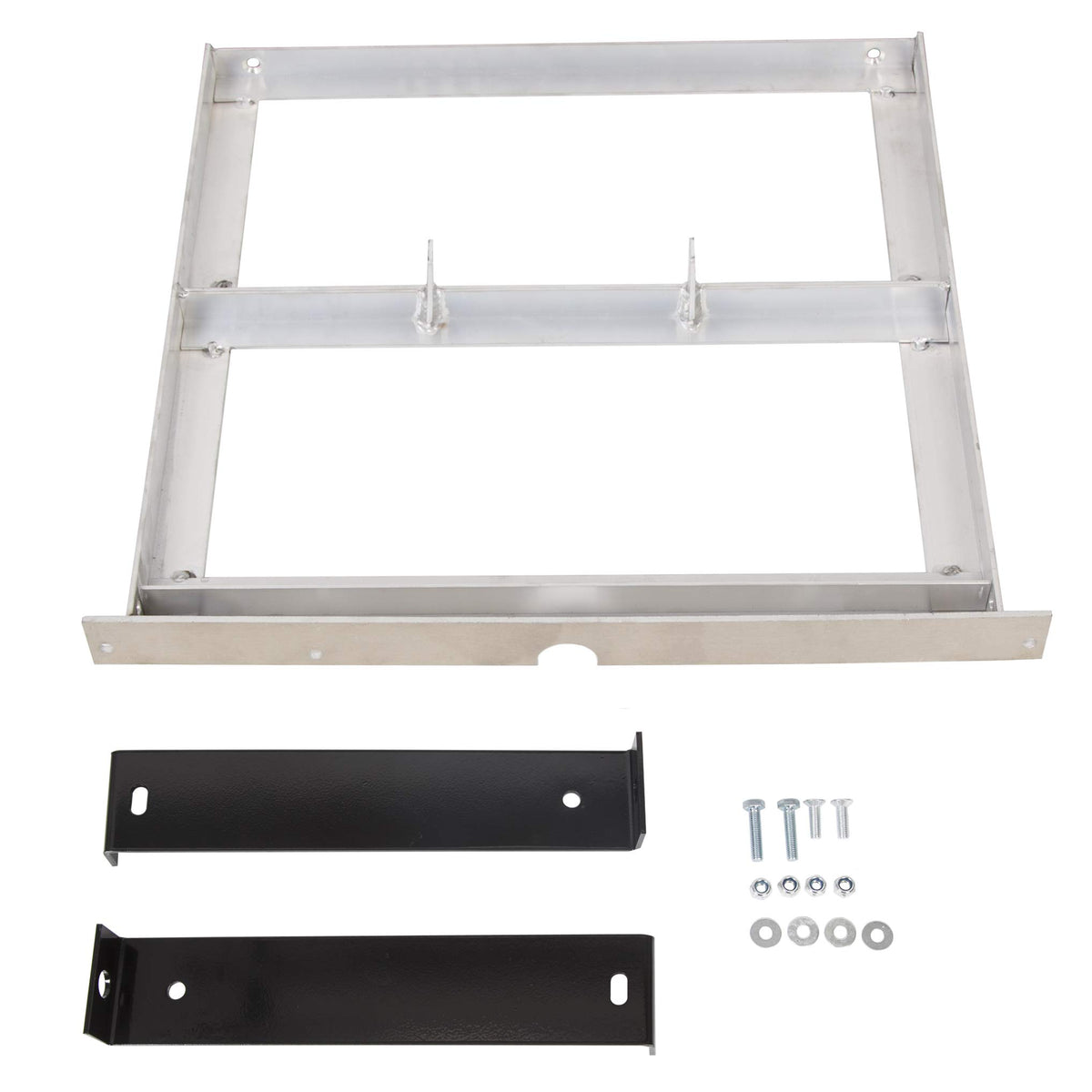 ALMULOO aluminum battery tray with six compartments securely houses batteries.