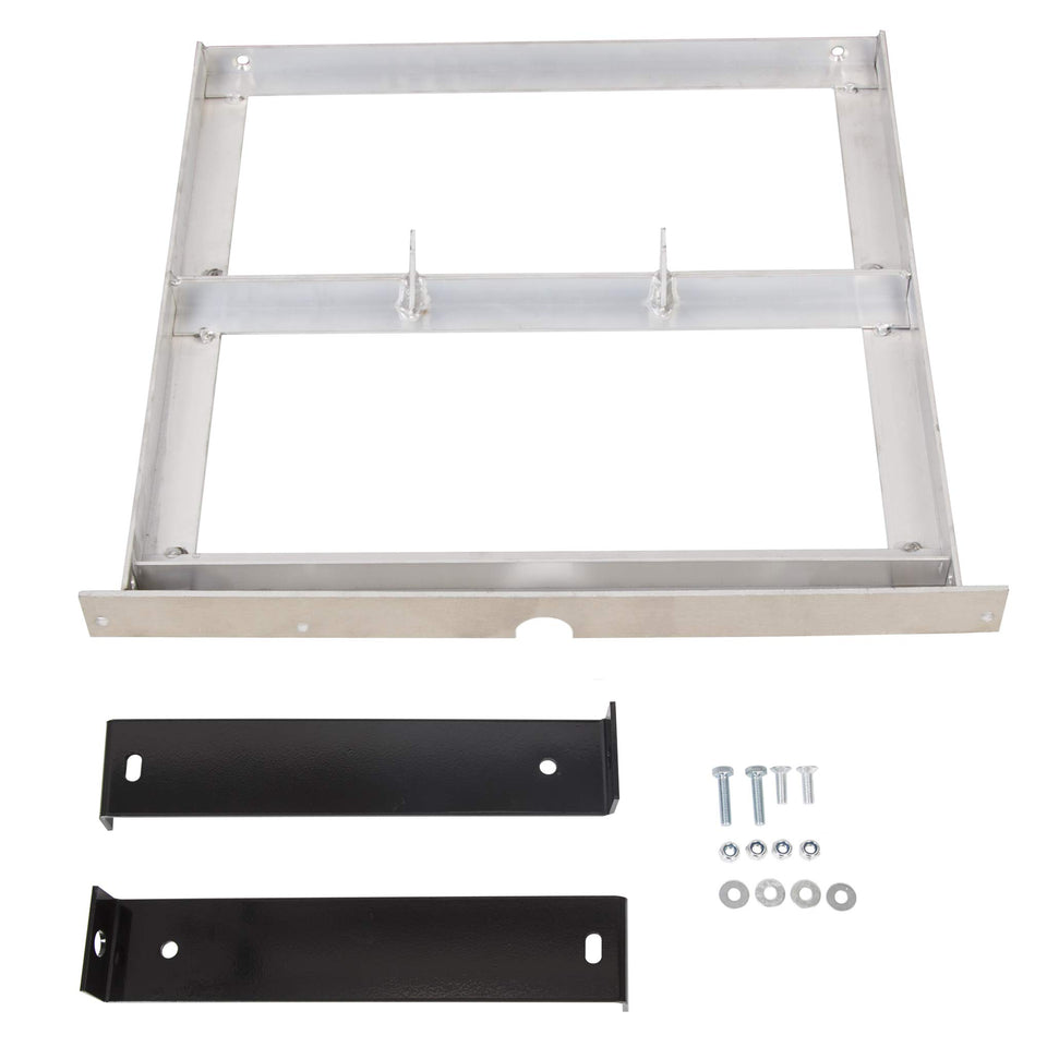 ALMULOO aluminum battery tray with six compartments securely houses batteries.