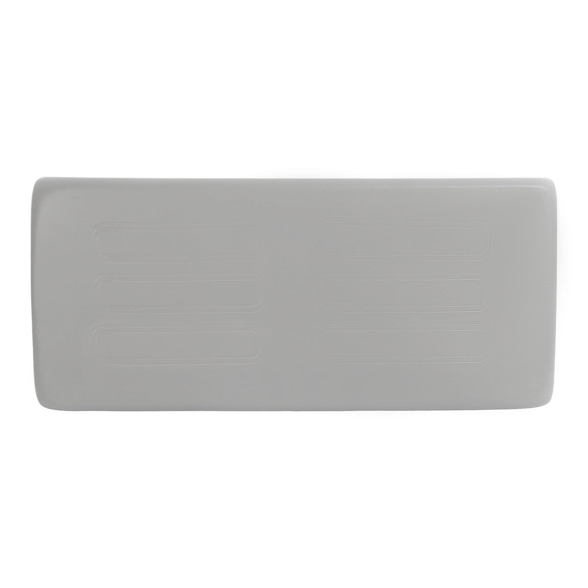 ALMULOO seat bottom cushion back view showing gray cover and wood base.