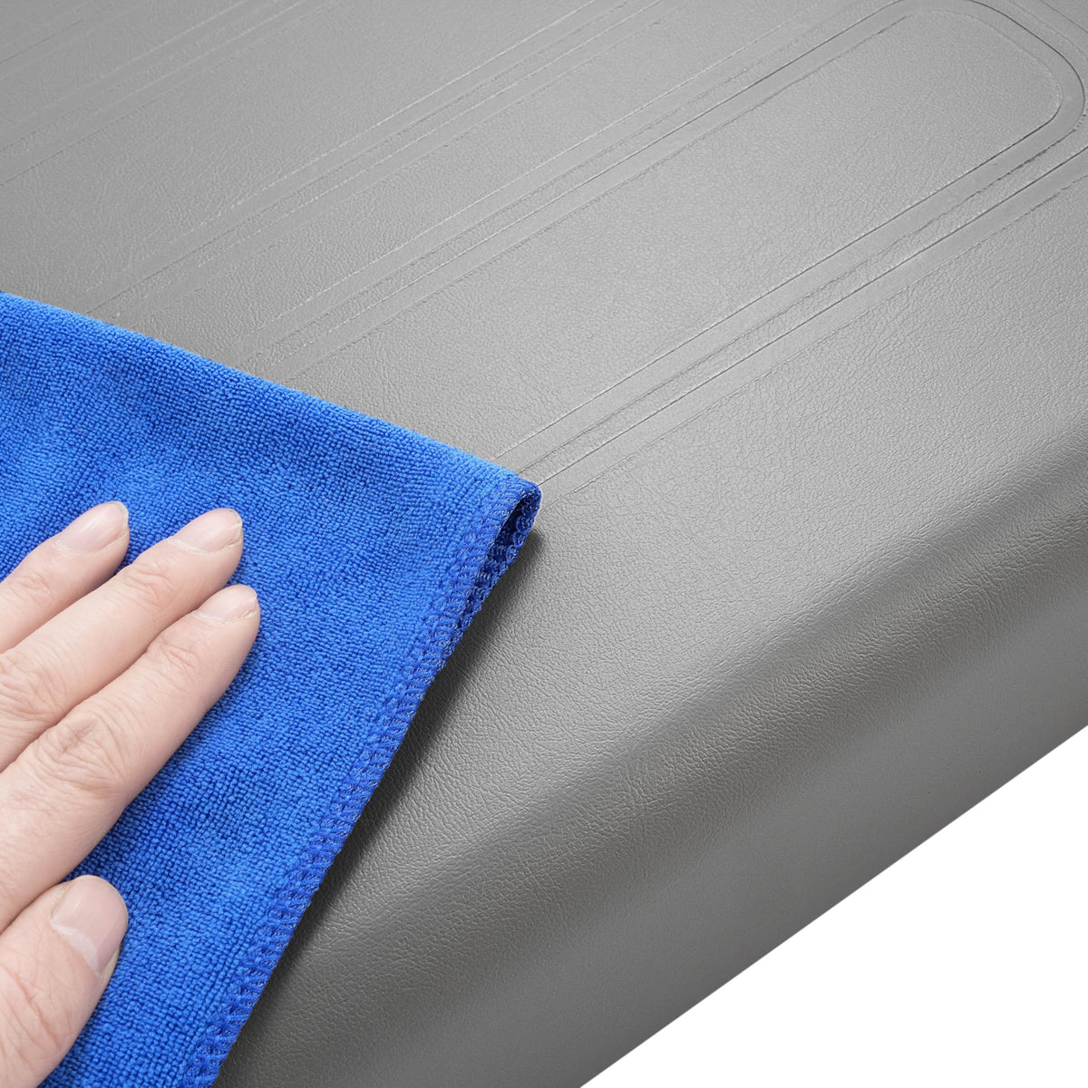 ALMULOO gray plastic cover displays weather resistant surface.
