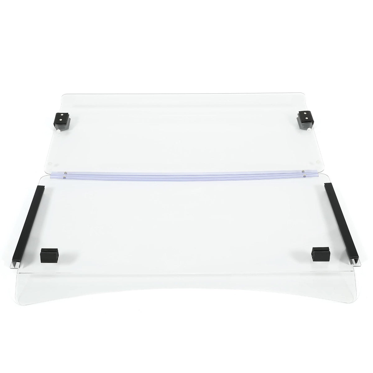 ALMULOO windshield folded position showing enhanced ventilation and compact storage.