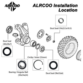 ALRCOO front wheel bearing kit for Rincon 650, improves steering feel and durability.
