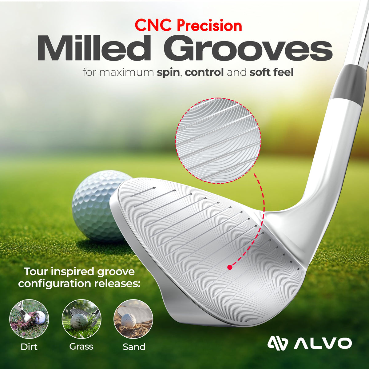 Alvo Golf Pitching Wedge Chrome with premium grip for versatility.
