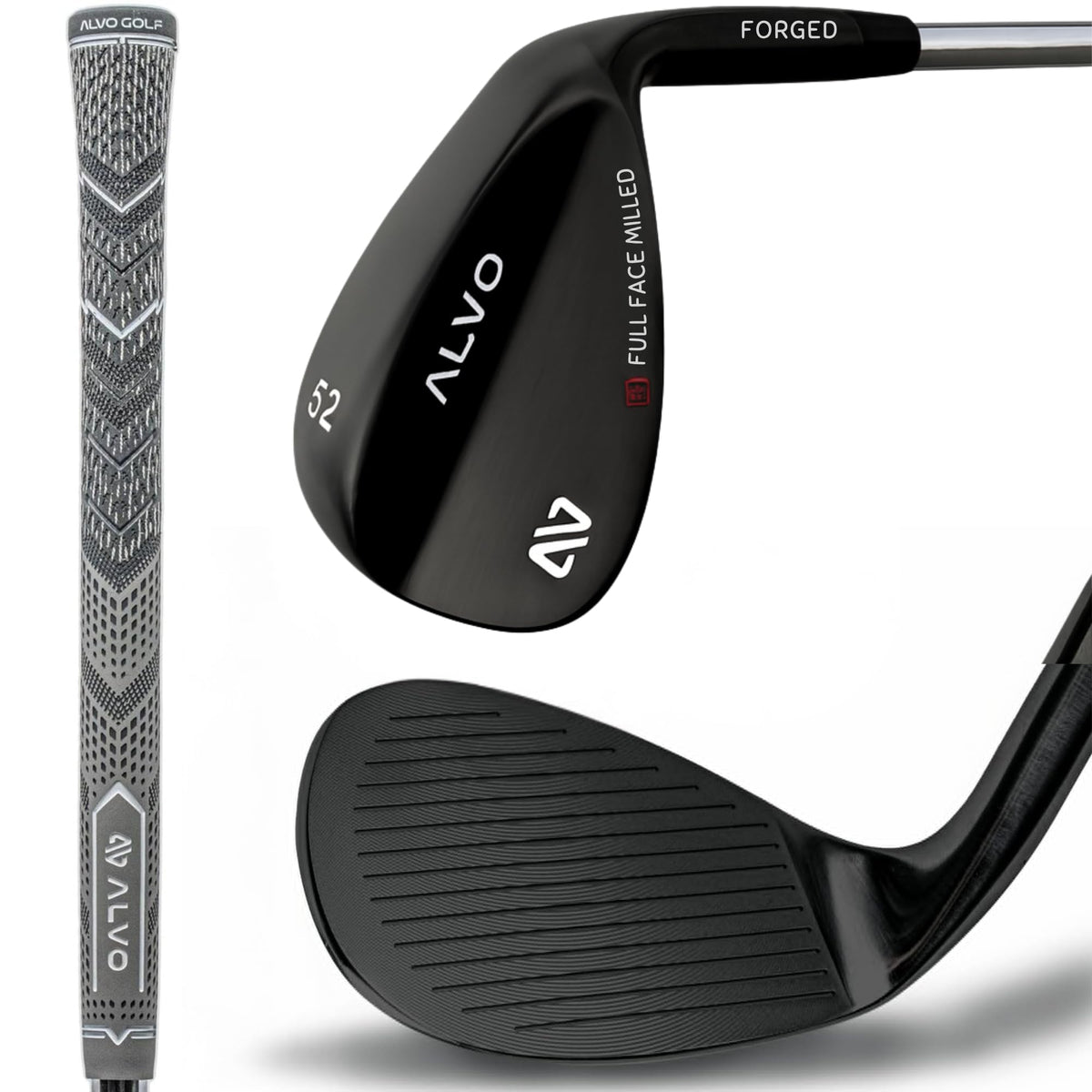Alvo Golf Stealth Black 52° wedge delivers precise approach control.