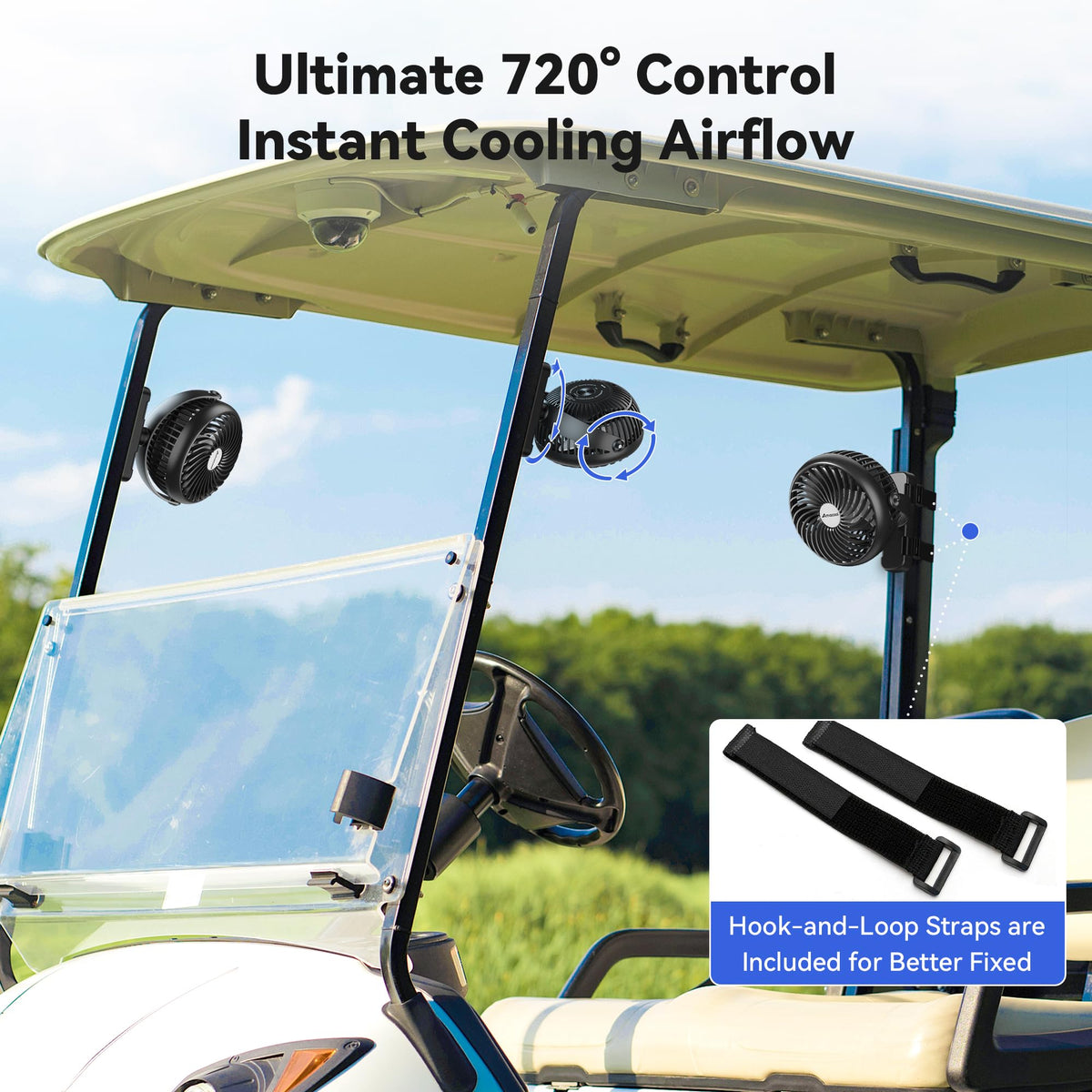 AMACOOL fan in compact size fits luggage for travel and camping.