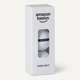 Amazon Basics Core Soft golf balls 24-pack showing high visibility white cover for tracking