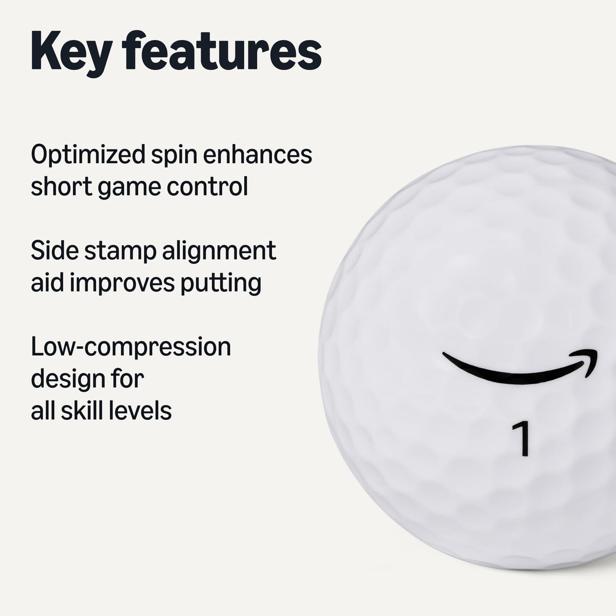 Amazon Basics Core Soft golf balls 24-pack with side stamp alignment for precise putts
