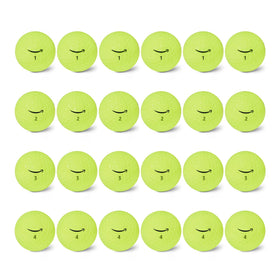 Amazon Basics Core Soft Golf Balls in yellow, front view for high course visibility.