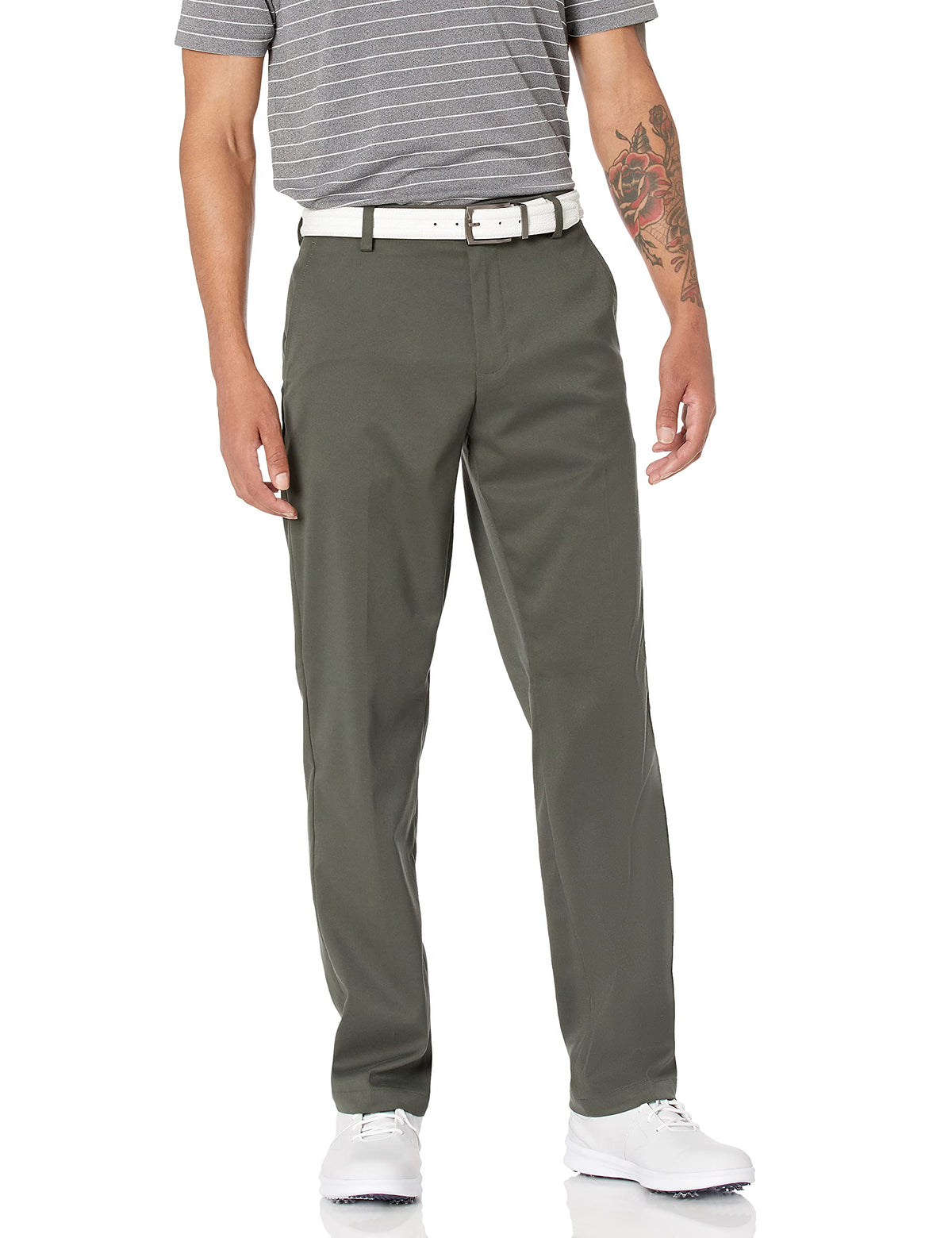Amazon Essentials men's classic-fit stretch golf pant front view showing relaxed all-day comfort.