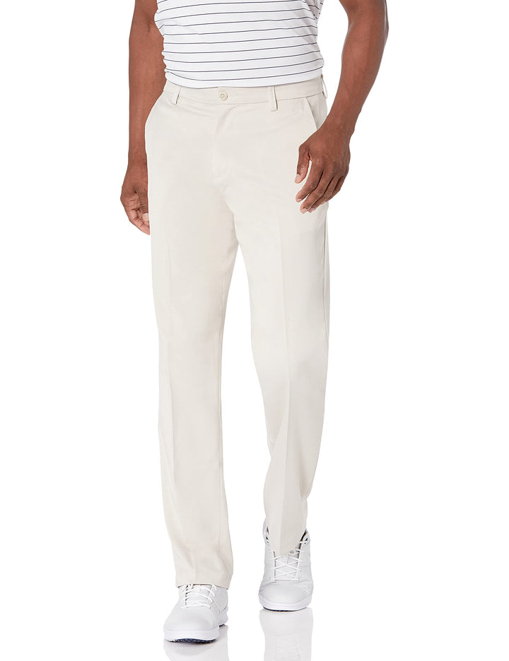 Amazon Essentials men's classic-fit stretch golf pant front view enables easy movement