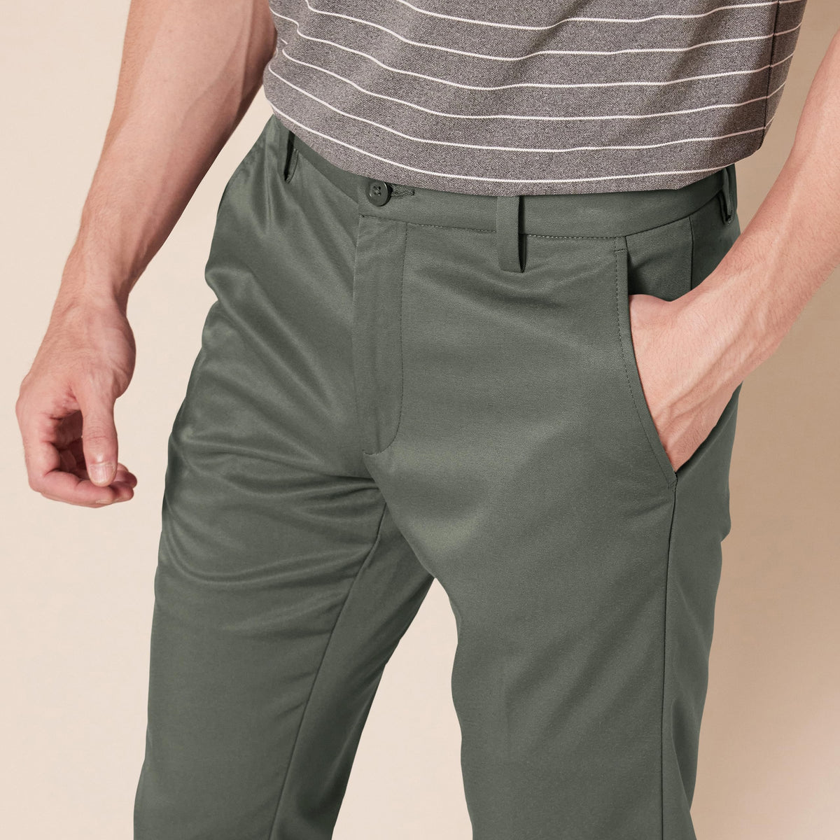 Amazon Essentials wrinkle-resistant olive golf pant for easy care.