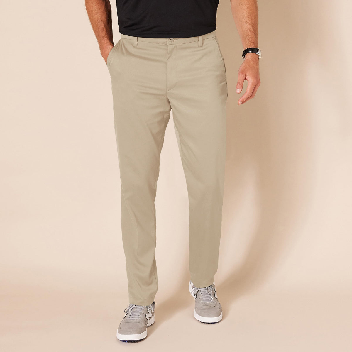 Amazon Essentials men's slim-fit stretch golf pants wrinkle-resistant fabric for tidy appearance.