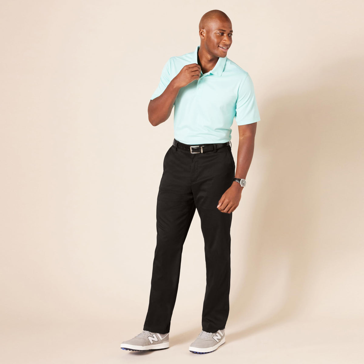 Amazon Essentials pant with leg opening detail providing a clean drape