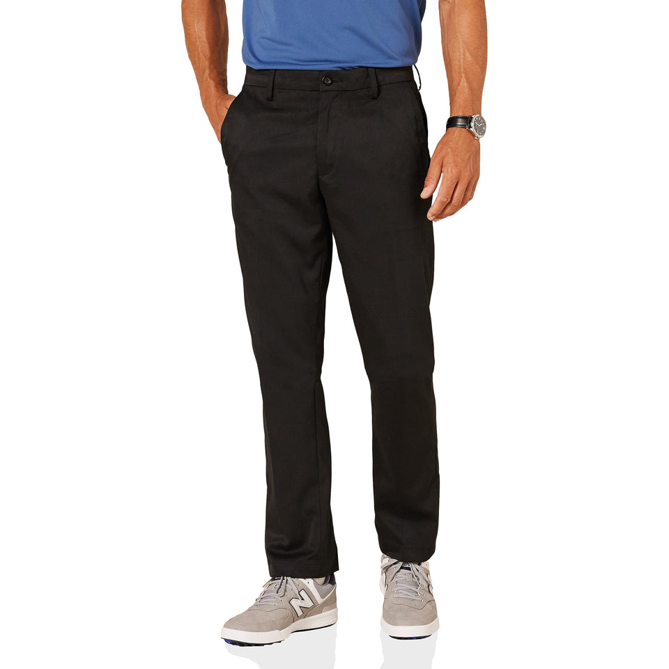 Amazon Essentials men's straight-fit stretch golf pant front view shows clean lines and mobility.