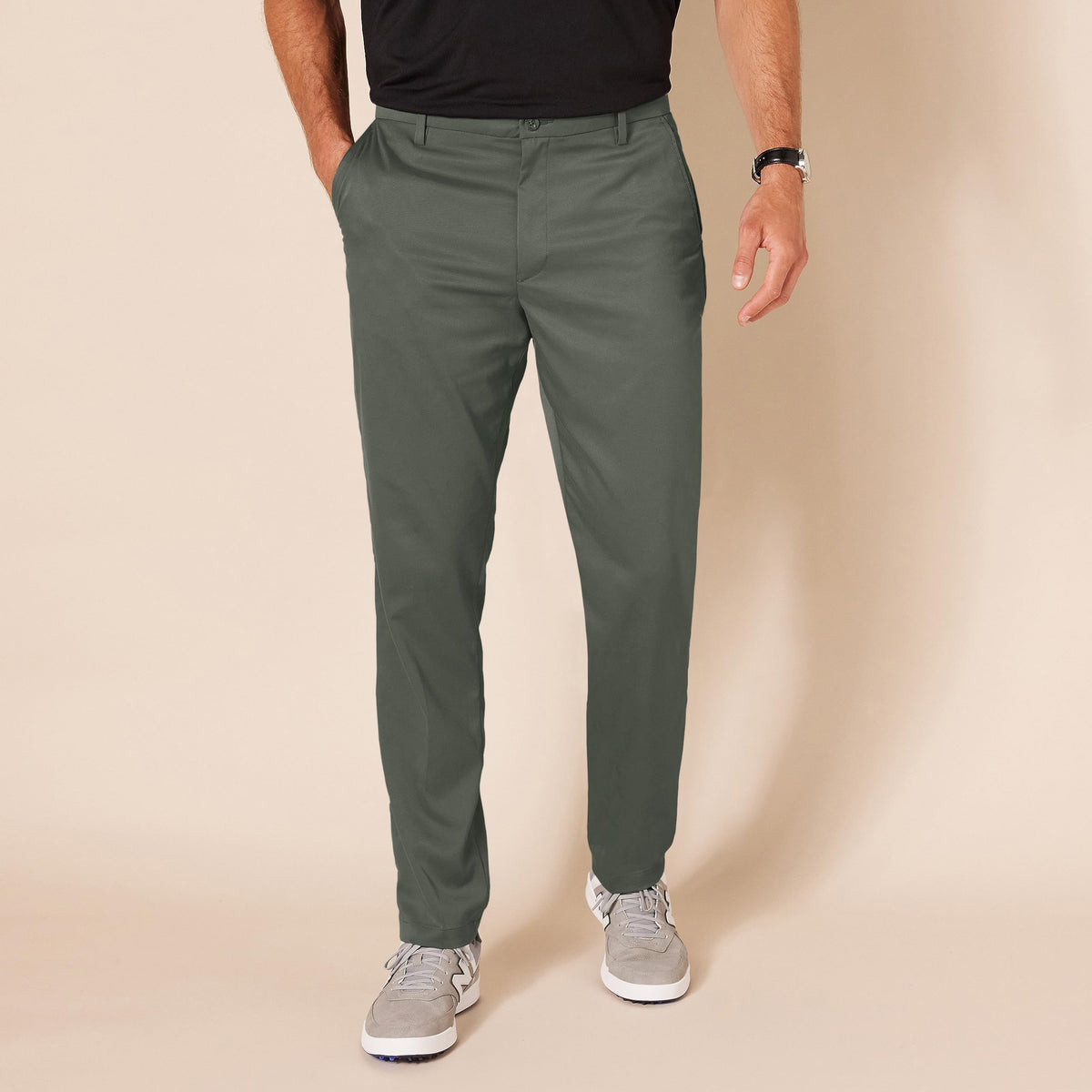 Amazon Essentials Slim-Fit Stretch Golf Pant olive, fabric texture