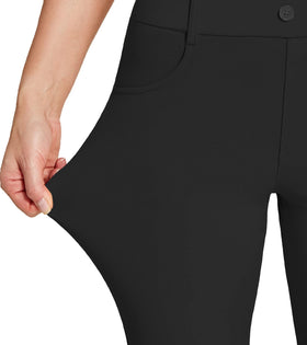 Amoy straight-leg pants stretch fabric closeup emphasizes comfort and mobility.