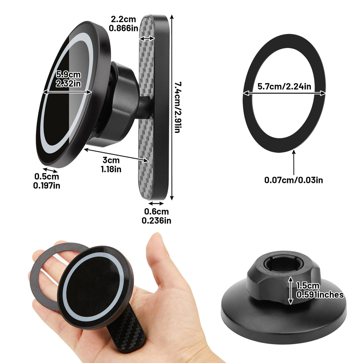 Amviner mount fits EZ-GO, Club Car, Yamaha golf carts.